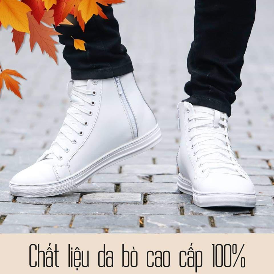 Giày thể thao nam cao cổ khóa cạnh trắng - ảnh+vidoe shop quay