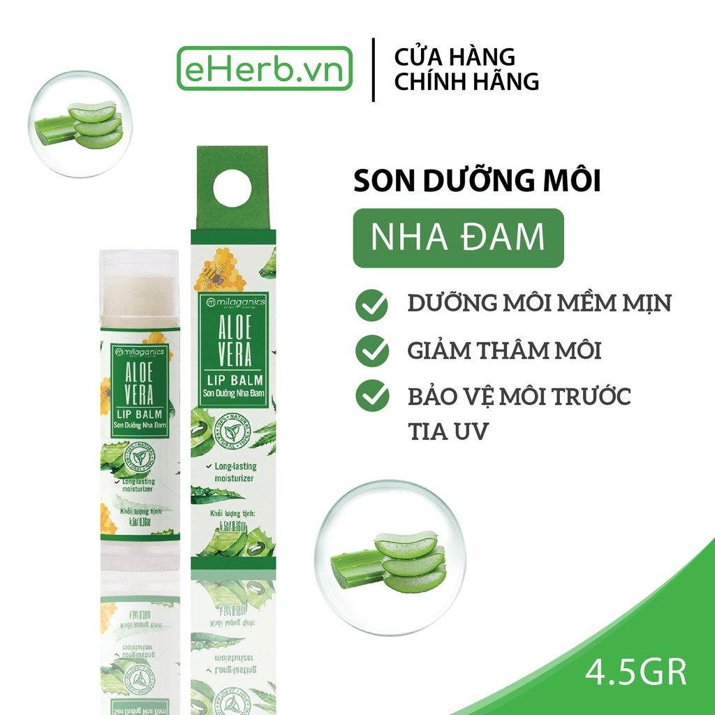 Son dưỡng môi hàng nội địa giá rẻ hương lô hội dưỡng ẩm giảm thâm môi MILAGANICS 4.5g (Cây)