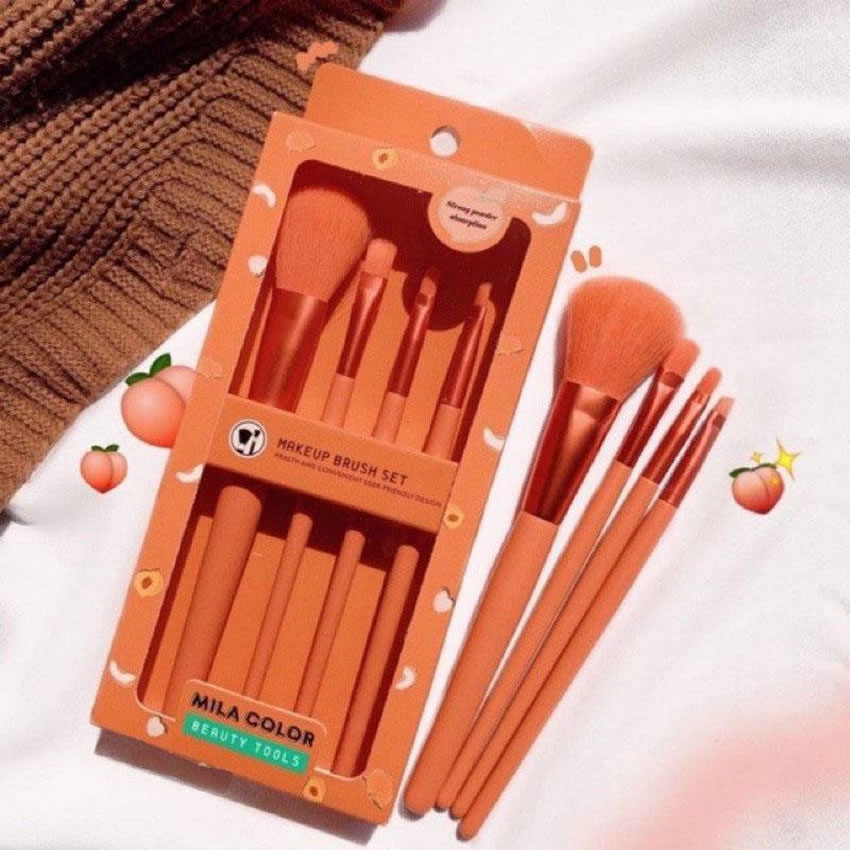 Bộ 4 cọ trang điểm tone cam hồng mila color beauty tools- tenshi cosmetics