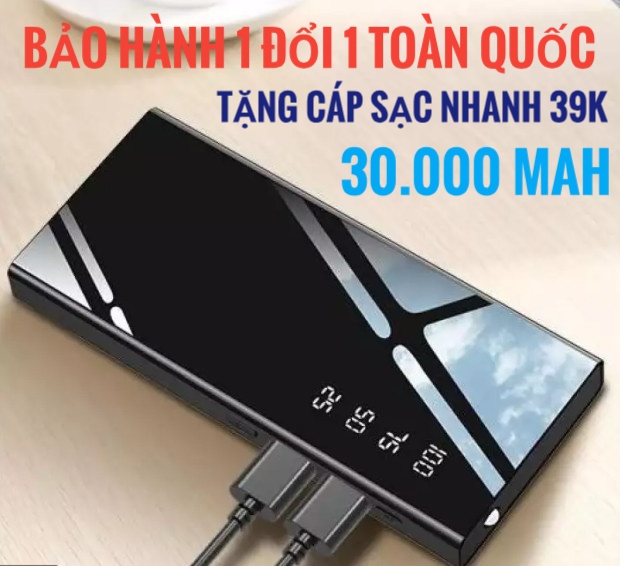 - PIN DỰ PHÒNG LCD MẶT GƯƠNG DUNG LƯỢNG 30000MAH - SẠC DỰ PHÒNG CÓ ĐÈN LED HIỂN THỊ DUNG LƯỢNG PIN - HỖ TRỢ SẠC NHANH- PIN TRÂU GIÁ RẺ CỤC SẠC DỰ PHÒNG Dũng Dũng 5