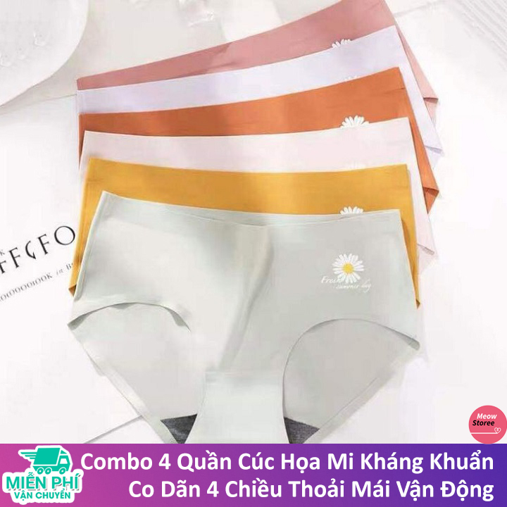 Combo 4 quần lót nữ đúc su cúc họa mi không đường may