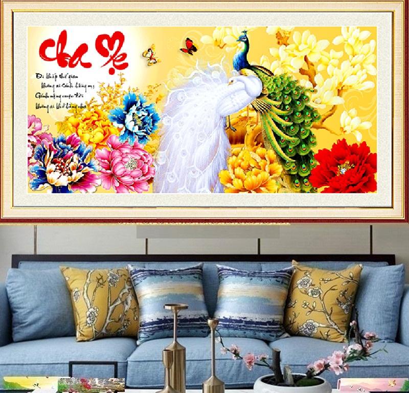 Tranh đính đá mẫu mới cha mẹ-kt: 120x60