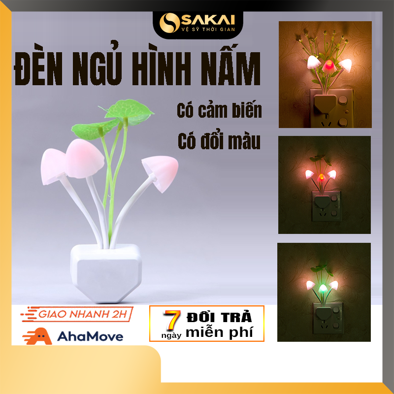 Đèn Ngủ Led Hình Nấm SAKAI Cảm Ứng Ánh Sáng. Đèn Ngủ Hình Nấm Avatar Đèn Led Đổi Màu