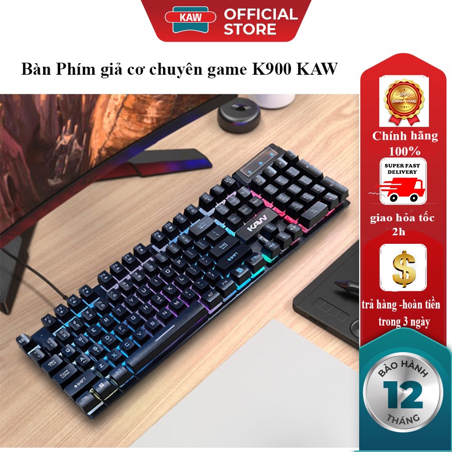 Bàn Phím Giả Cơ Gaming KAW K900 Bàn Phím Giả Cơ Chế Độ Full Led Siêu Đẹp Gõ Siêu Nhạy Dành Cho Chơi Game Làm Việc Văn Phòng