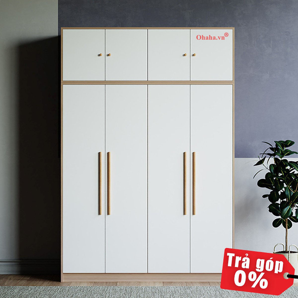 [ Freeship HCM ] [ Trả góp 0%] [Có ảnh thực tế] Tủ quần áo gỗ 2 tầng Ohaha mini đa dạng thiết kế - MN004