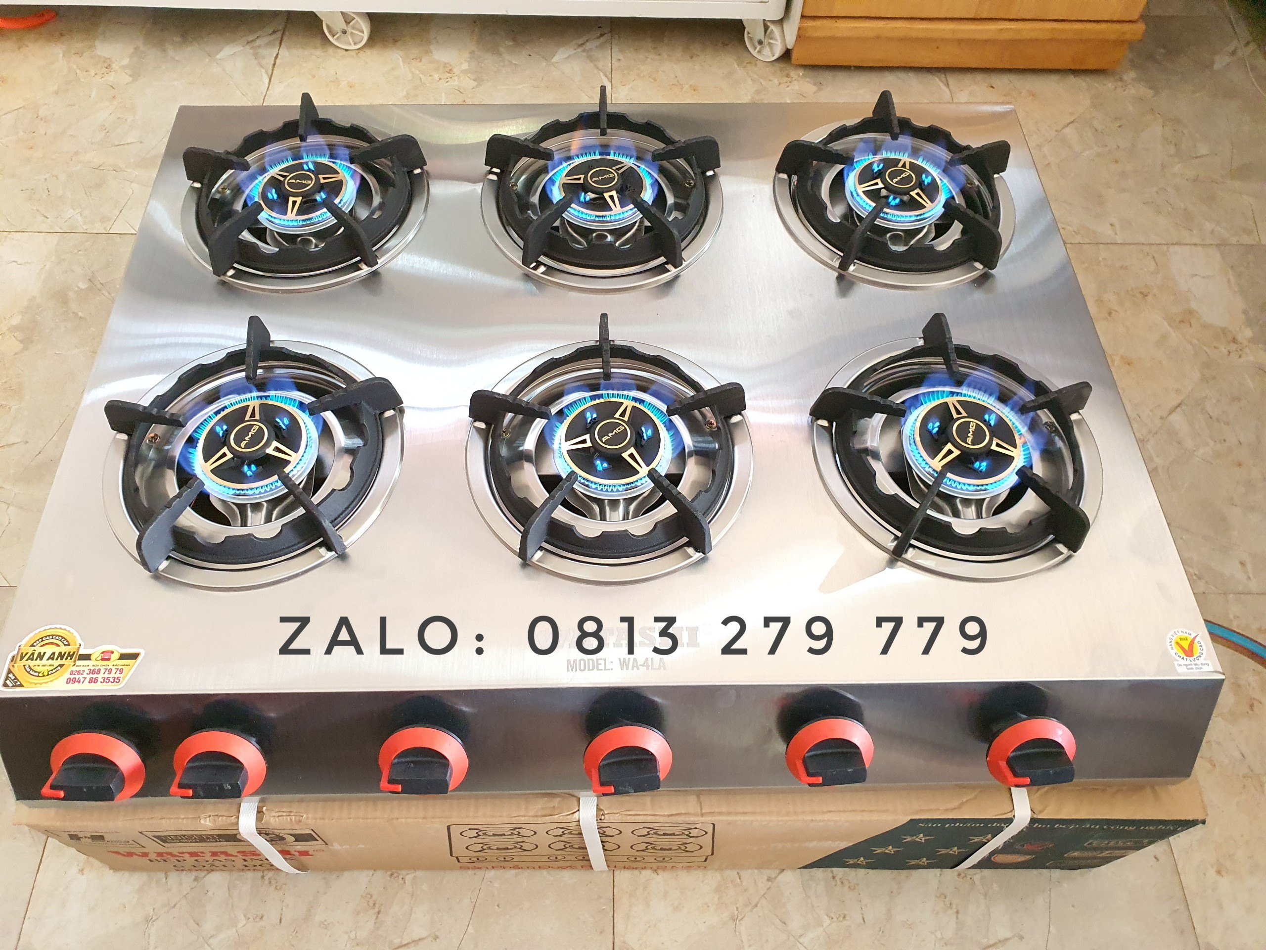 Bếp gas 6 họng cao cấp whatashi