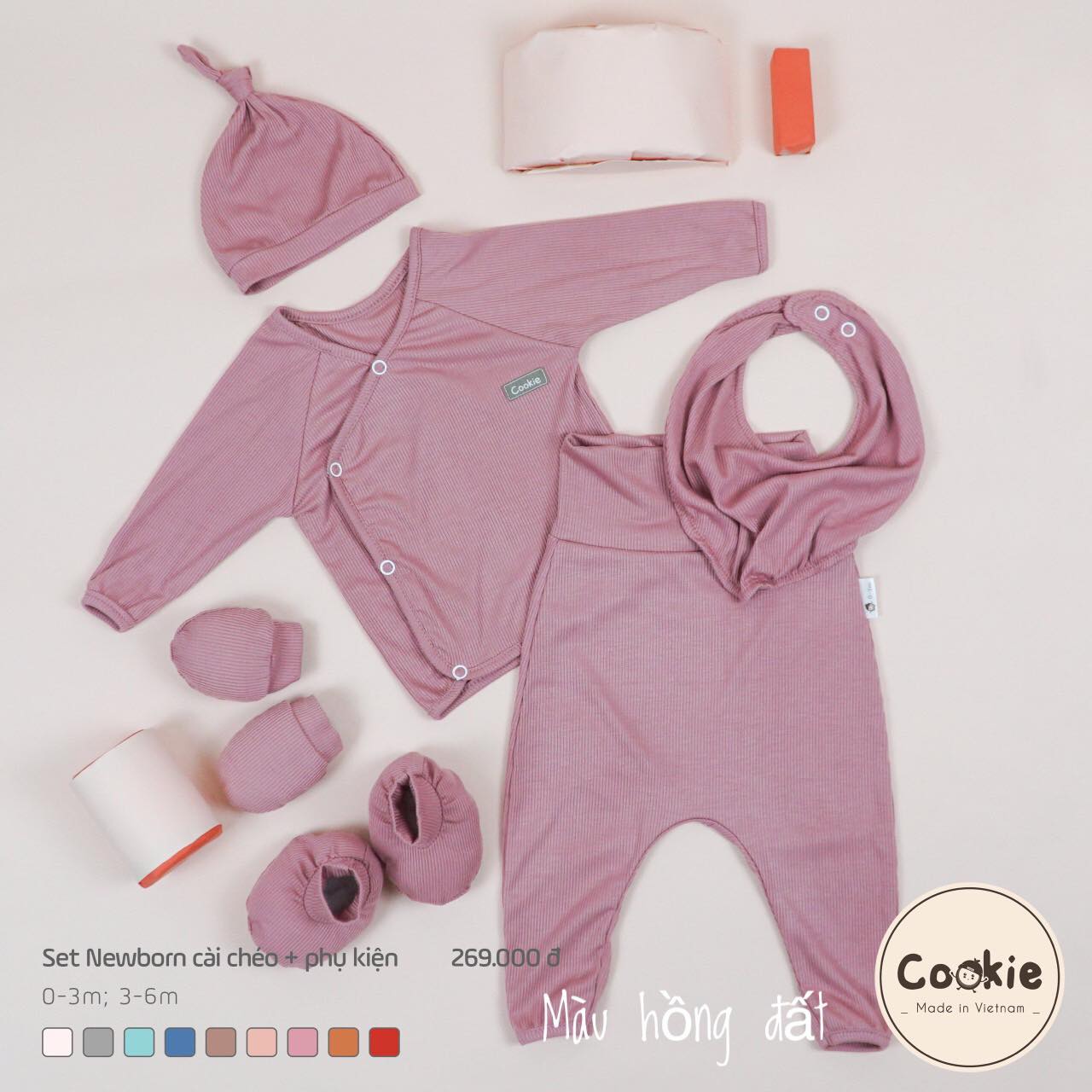 Set cài chéo kèm phụ kiện trẻ sơ sinh Cookie