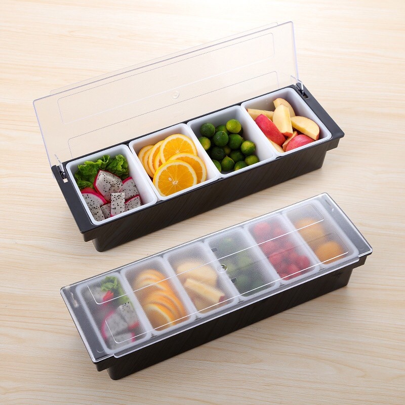 Khay đựng topping, đựng thạch nhựa cao cấp 3-4-5-6 ngăn chứa