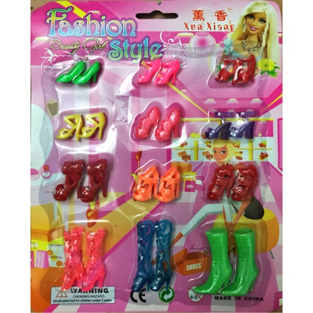 [HCM]Bộ 12 giày cho búp bê (túi kính xinh xắn)