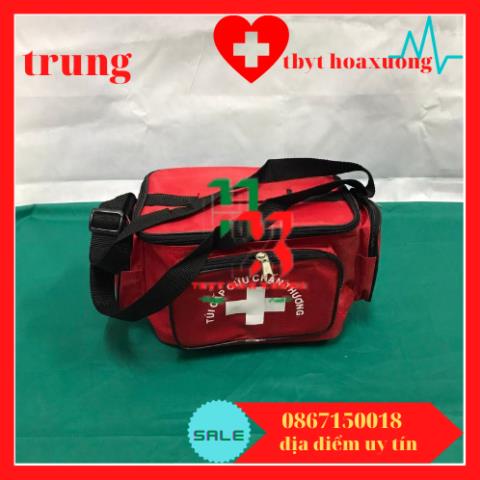 Túi cứu thương màu đỏ cỡ bé 23x15x15cm - túi y tế