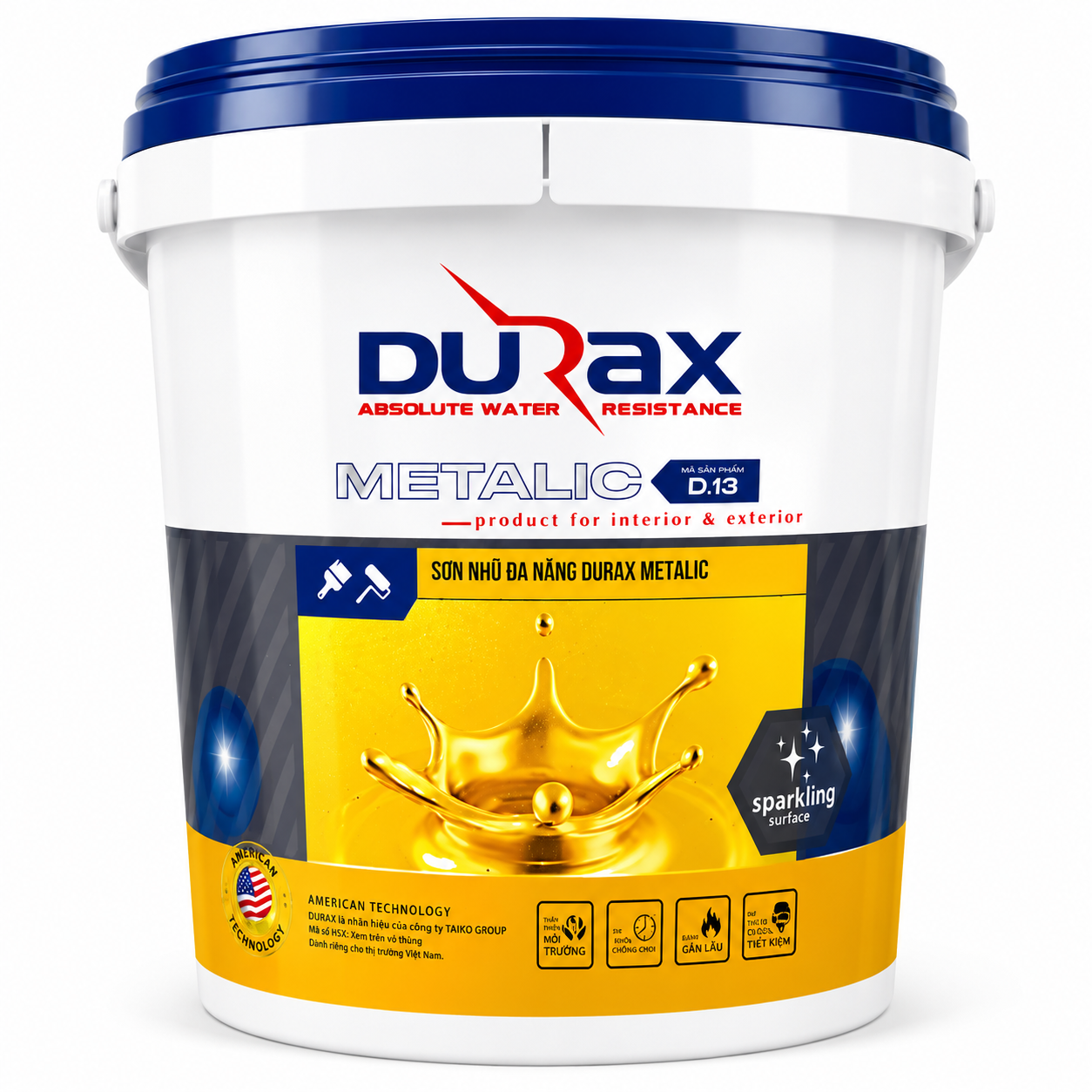 Sơn Nhũ Vàng Ánh Kim Cao Cấp DURAX METALLIC Trang Trí Ngoại Thất Hệ Nước An Toàn Bền Màu