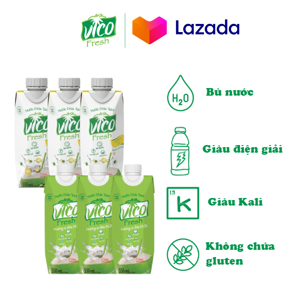 Combo 6 hộp nước dừa vico fresh 330ml -