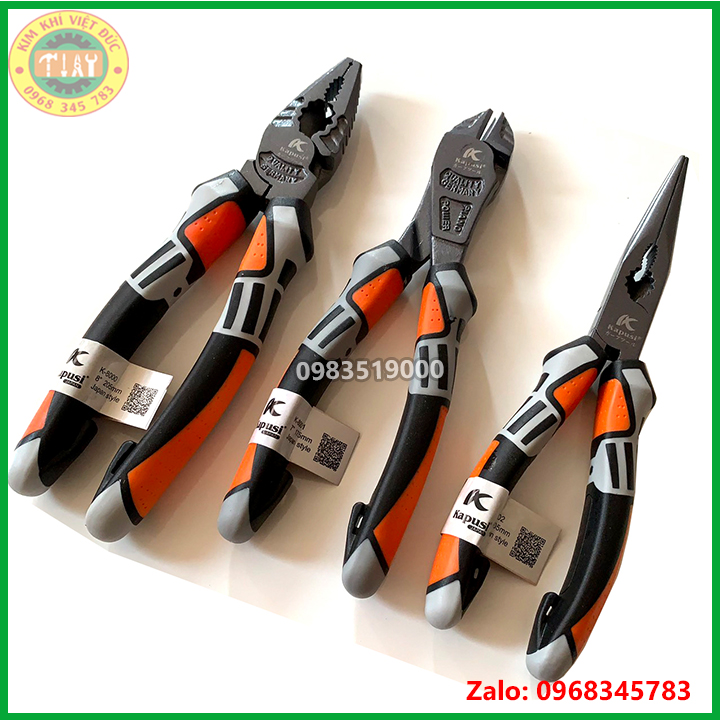 KAPUSI Kìm Kiểu Đức Bộ 3 Chiếc ( Điện, Cắt, Nhọn)- Bán Lẻ cây