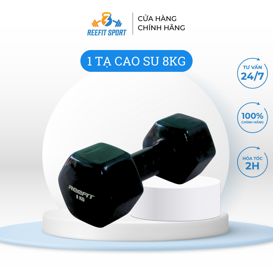Tạ tay cao su 8kg Reefit (1 cái)