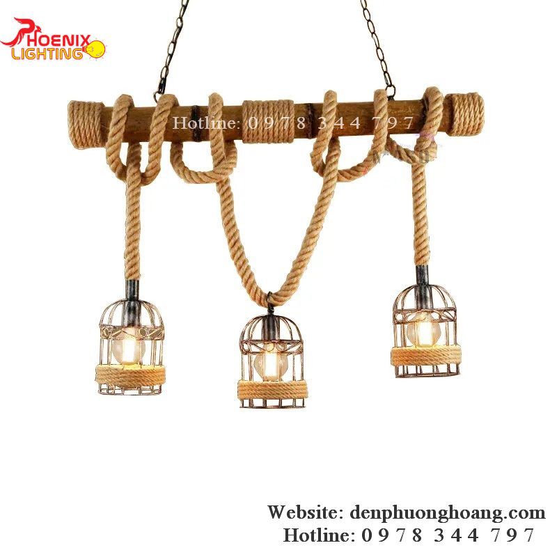 Đèn thả - Mẫu đèn thả trần dây thừng thanh tre độc đáo