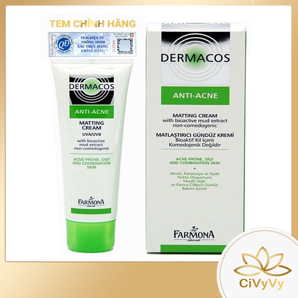 Dermacos Kem Dưỡng Cho Da Dầu Giảm Bóng Nhờn, Ngừa Mụn Farmona Dermacos Anti Acne Matting Cream 50ml