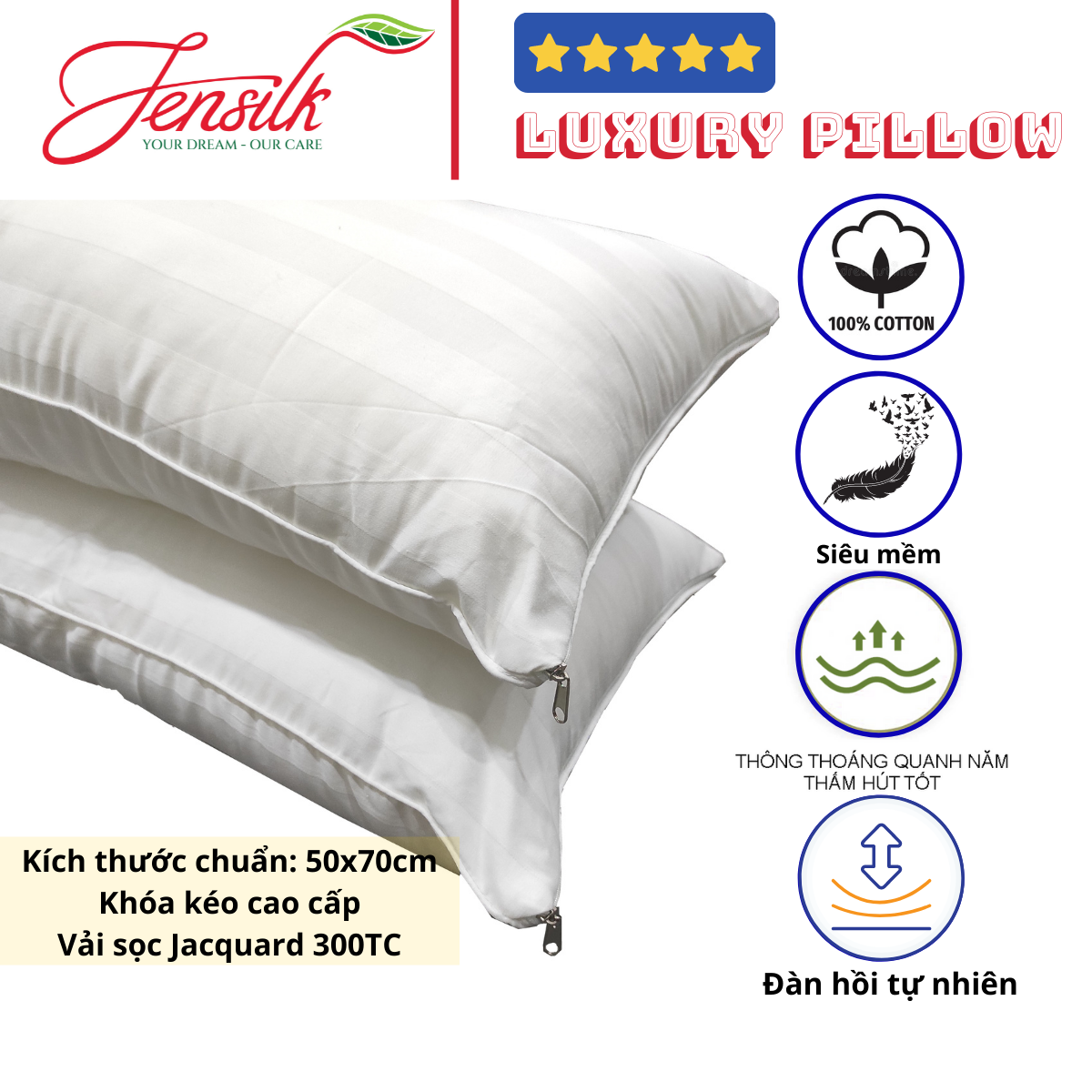 Ruột gối lông vũ nhân tạo Microfiber siêu êm, ruột gối nằm chuẩn khách sạn 5 sao quốc tế