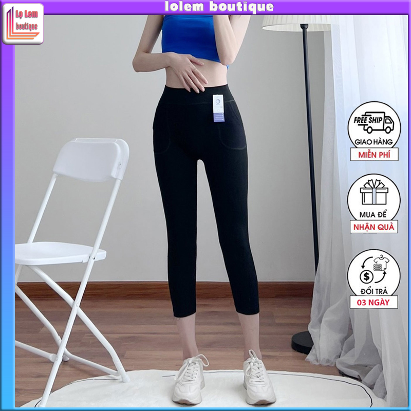 Quần legging ngố nữ lưng cao bigsize nâng mông cao cấp chất đẹp siêu co giãn - Lolem Butique