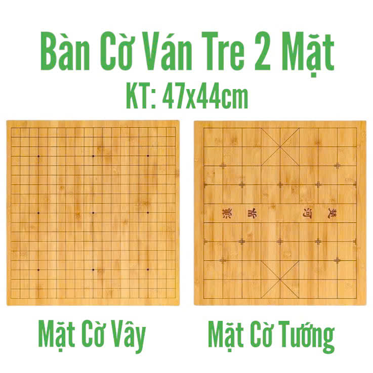 Bàn Cờ Trúc Khắc 2 mặt - Dùng Chơi Cờ Vây 19 Dòng và Cờ Tướng