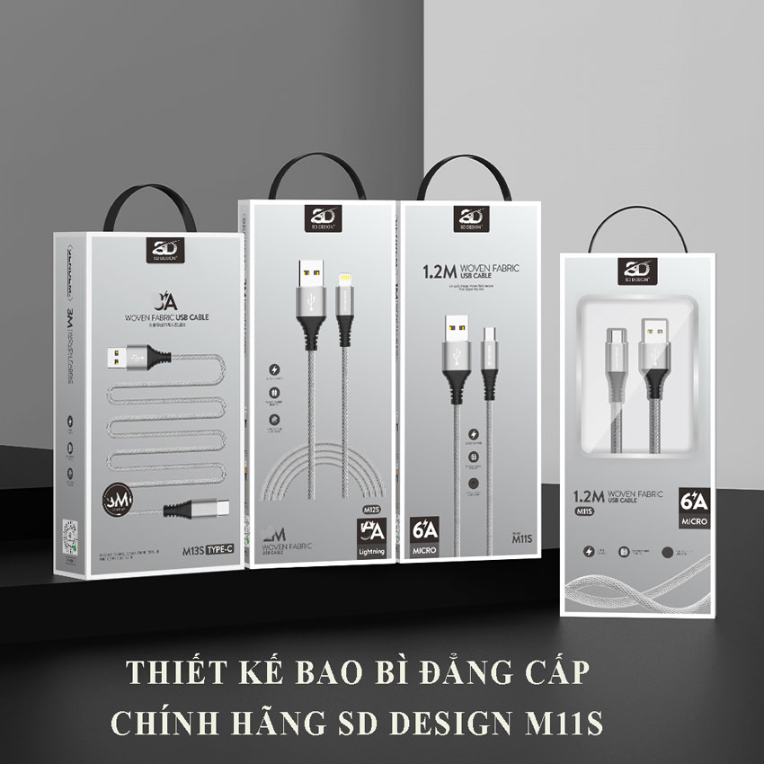 Cáp sạc dây dù M11 chính hãng SD DESIGN, cáp sạc chống đứt, dây sạt iphone, samsung, type C , cáp oppo bảo hành 1 năm, 1 đổi 1, xạc nhanh, an toàn