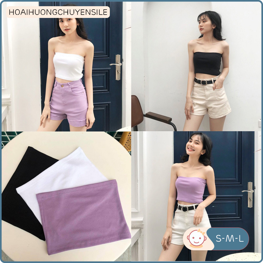 Áo Quây Ngực Len Tăm Nữ H&H CLOTHES -Croptop Thun Dáng Ôm Màu Đen Trắng Tím -ẢNH THẬT