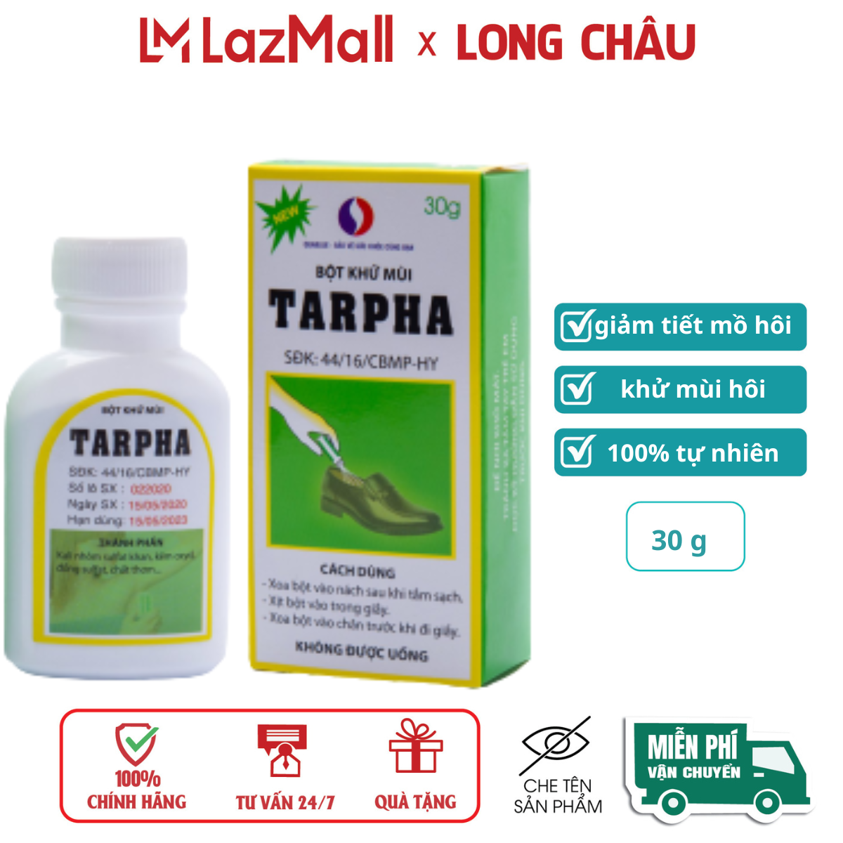  Bột khử mùi Tarpha – Khử mùi hôi nách hôi chân giảm tiết mồ hôi – Lọ 30 gam 
