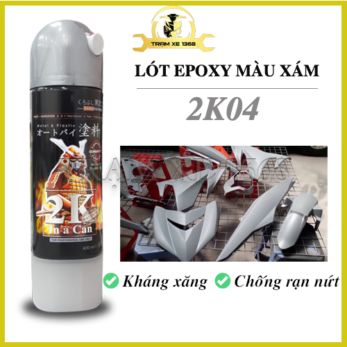 Chai Sơn Lót 2k04 Samurai cao cấp 2 thành phần chống nứt nẻ độ bền bề mặt 5 năm - Lót xám 2k04 Trạm Xe 1368 dễ dàng sử dụng dành cho mọi dòng xe