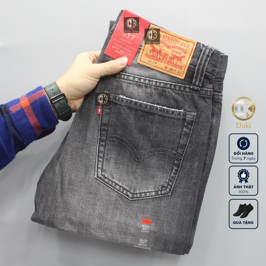Quần jean nam ống suông Màu Xám Nhạt SN-07 Quần suông ống rộng Chất vải Cao Cấp, Không Co Giãn, chất vải thoáng mát, ống 19-20 - DK