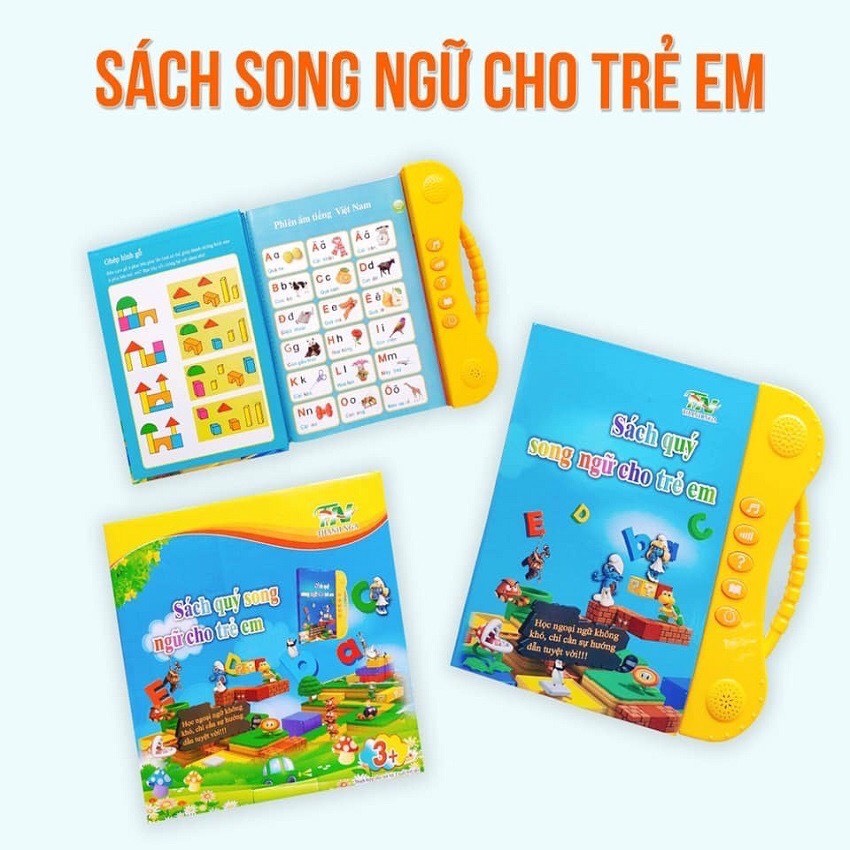 Sách nói song ngữ cho bé [LOẠI NÚT NGOÀI] Sách điện tử thông minh Thanh Nga tặng kèm Pin, Bút xoá