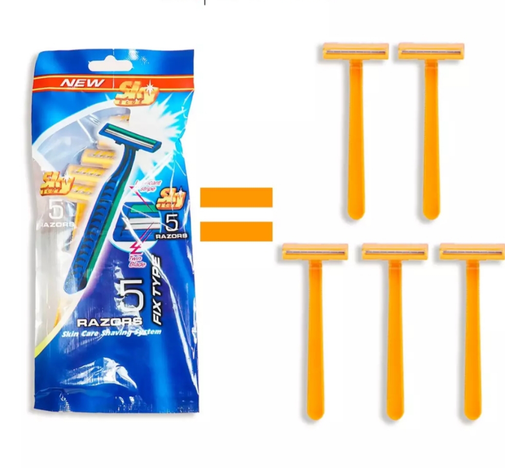 Dao cạo râu hai lưỡi kép cán nhựa combo bịch 5 chiếc