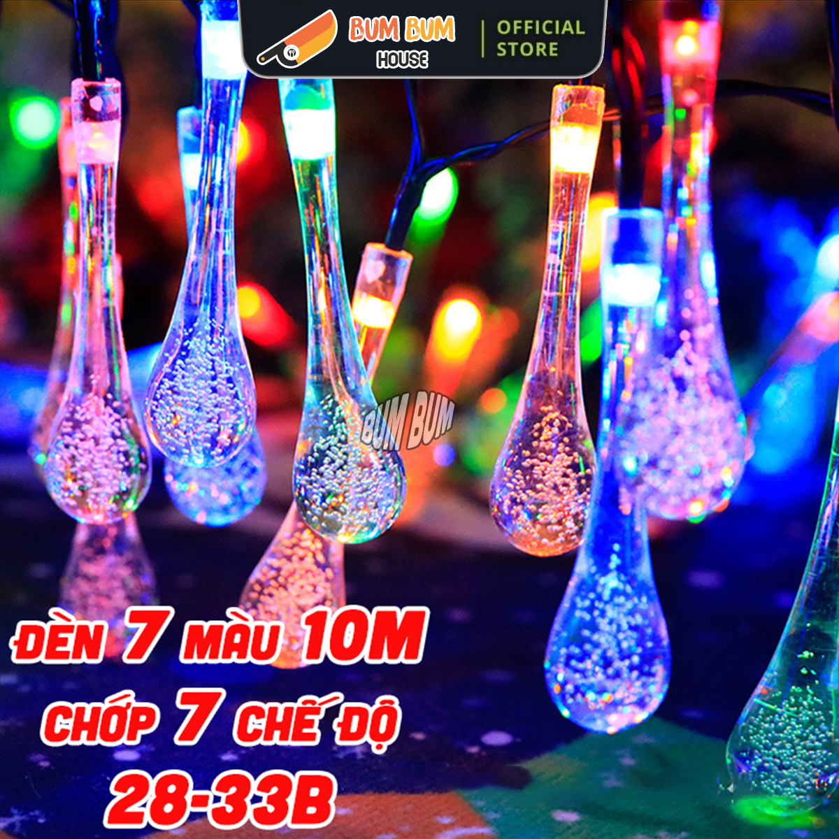 Dây Led Dài 10M Bi Bọt Trang Trí Hình Giọt Nước 28 - 32 bóng đèn, đèn trang trí bi bọt cherry ball vàng ấm và đủ màu dây đen dài trang trí tết nhà cửa, đèn nháy trang trí noel giá rẻ, đèn led trang trí tết nháy nhiều kiểu nhiều chế đ