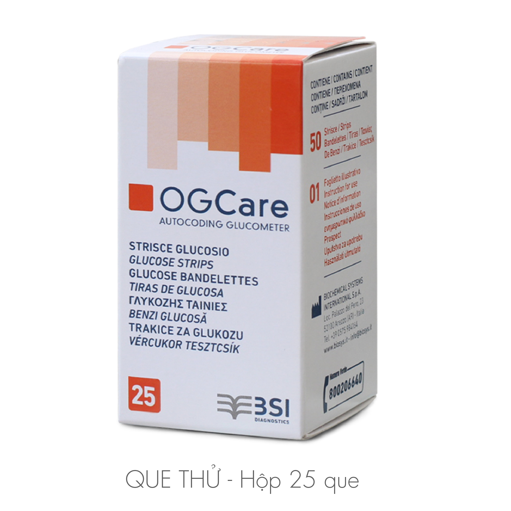 Que Thử Đường Huyết Dùng Cho Máy OGCARE (Hộp 25 Que)