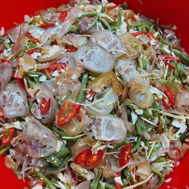 Gân bò mix rau tiến vua ngâm chua cay, hũ 1kg