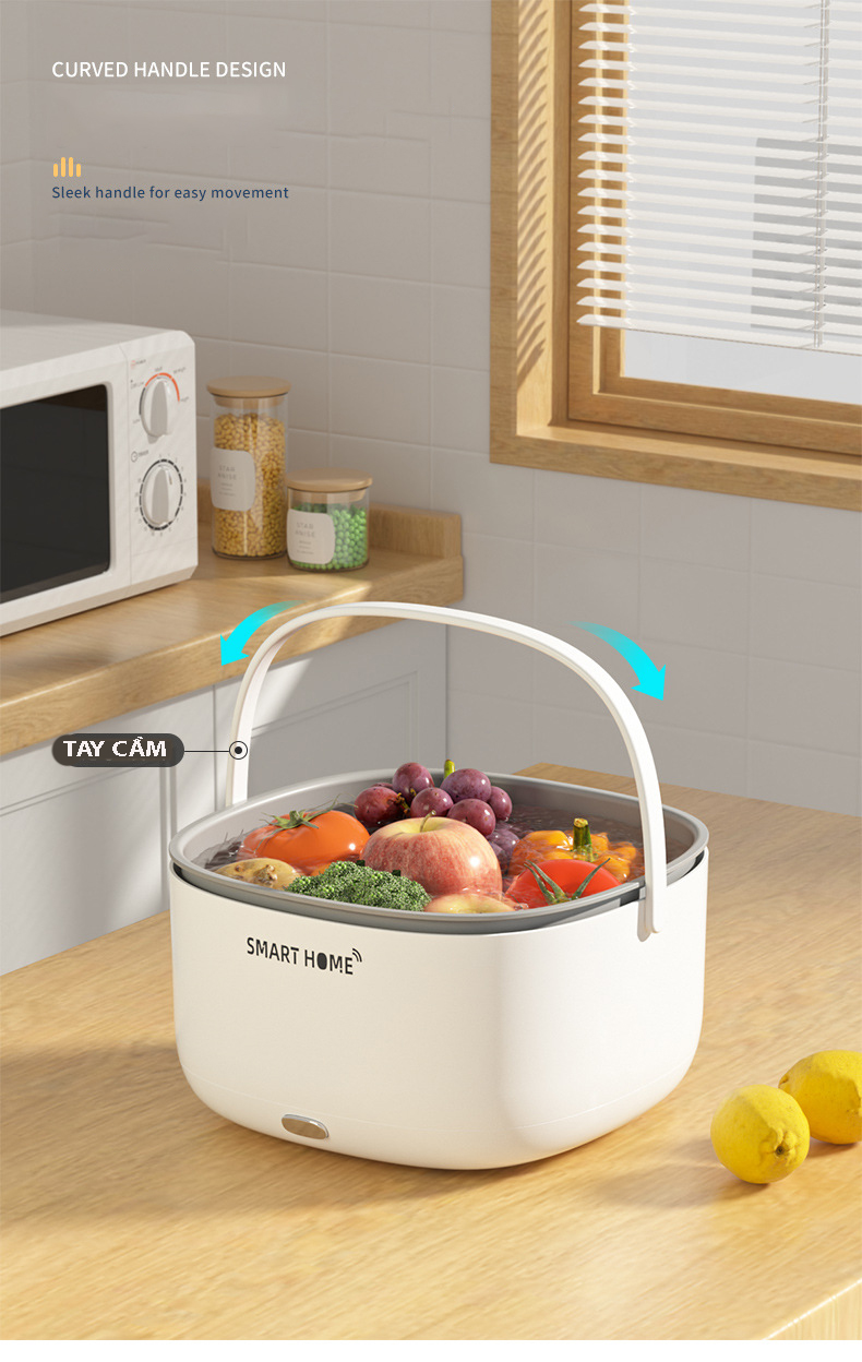 Máy rửa rau củ quả bằng công nghệ sóng siêu âm - rửa rau của quả siêu sạch
