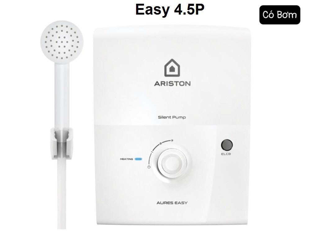Máy nước nóng trực tiếp có bơm siêu êm ariston aures easy 4.5p/ không bơm aures easy 3.5 , làm nóng siêu nhanh, bảo hành 2 năm