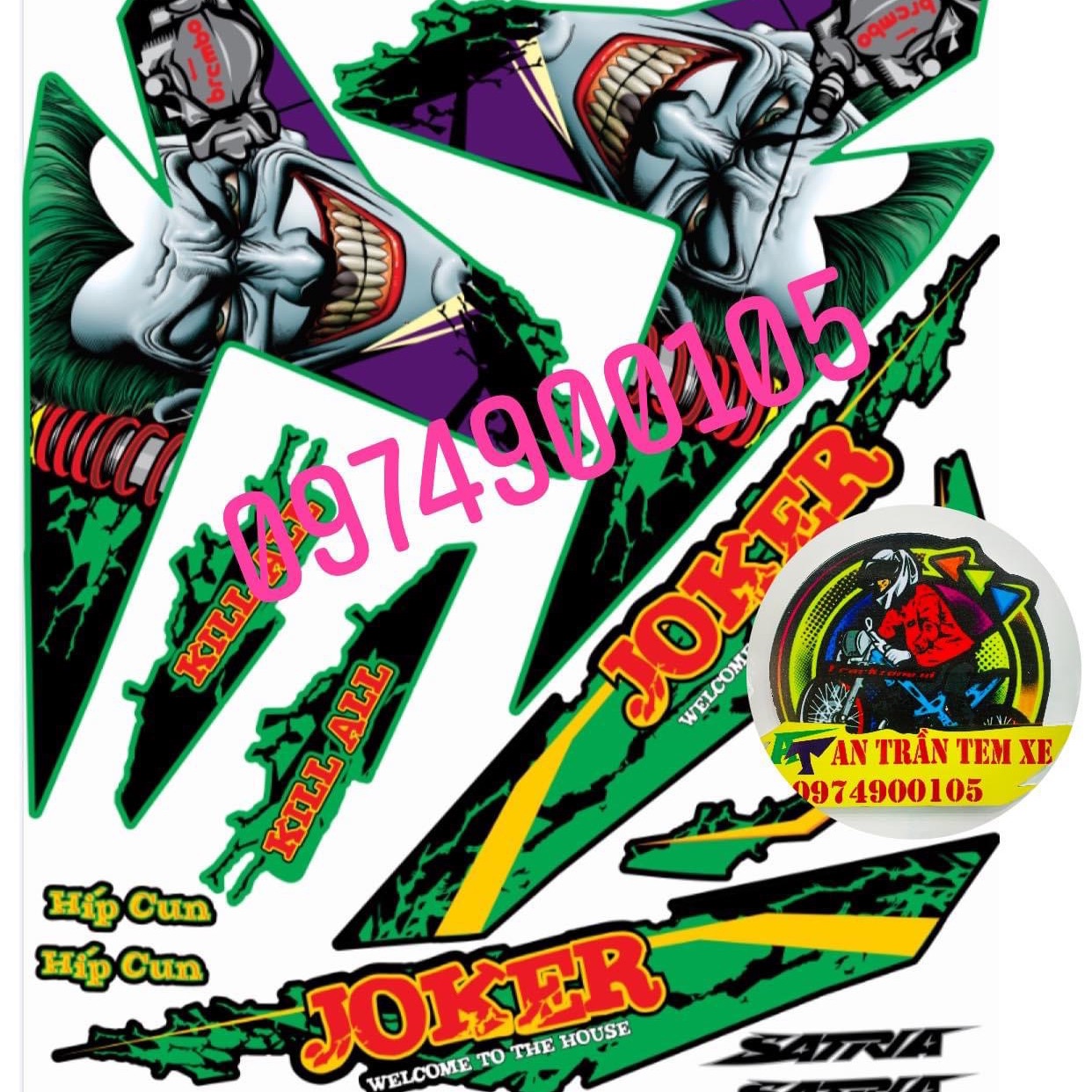 [HCM]Tem rời satria hoặc raider fi hoặc xăng cơ mẫu tem joker bản 3 lớp bóng cao cấp