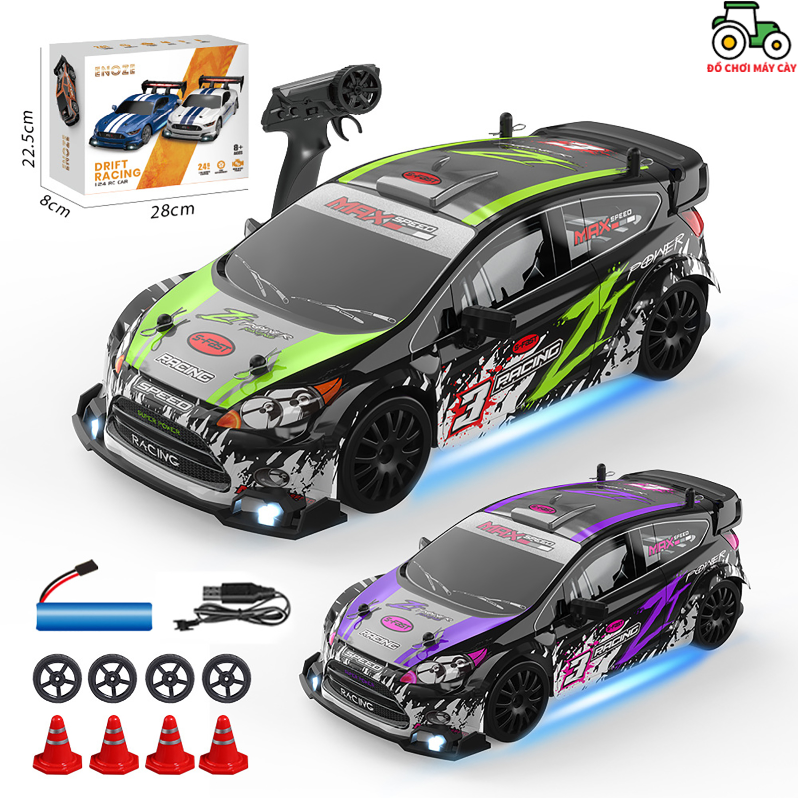  Xe ô tô đua tốc độ Drift chuyên nghiệp - Điều khiển từ xa  RC ; 2 cầu chủ động điều tốc nhiều chế độ đèn; XD02 