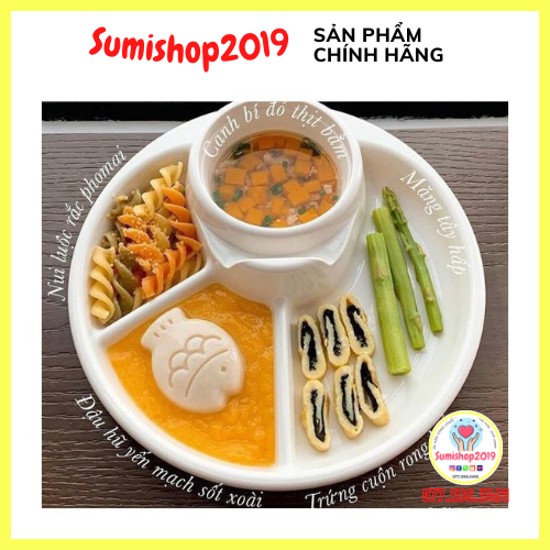 Khay 3 ngăn tròn Nhật Bản Inomata cho bé ăn dặm BLW / ăn dặm nhật bản cho bé tại Sumishop2019