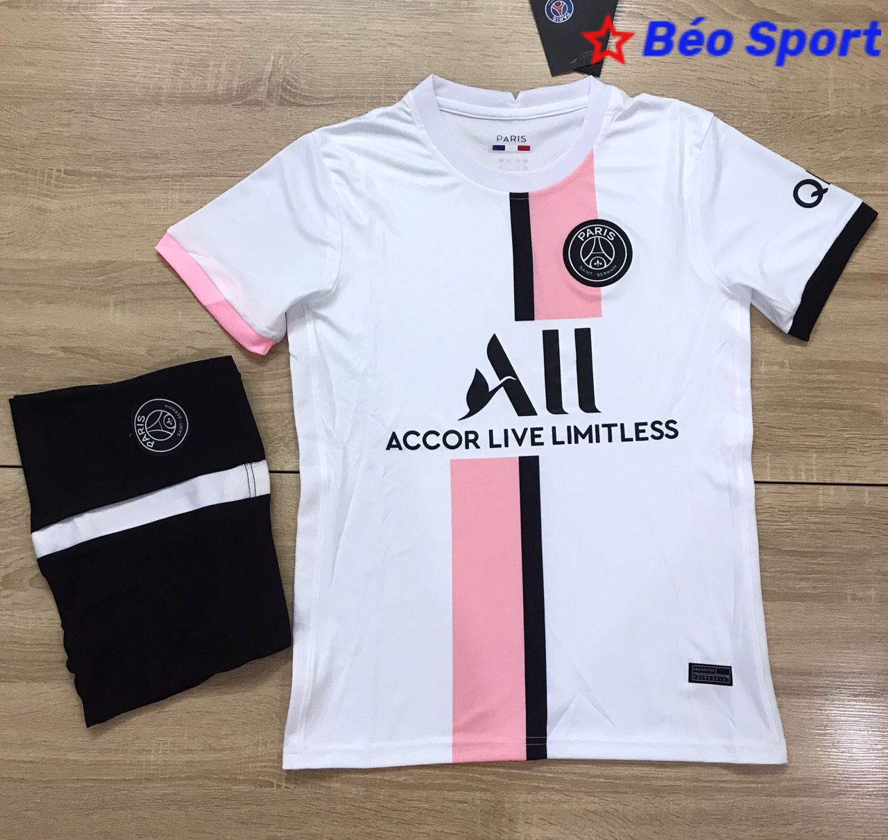 Áo Bóng Đá Câu Lạc Bộ Paris Saint-Germain- Chuẩn Mẫu Thi Đấu -Màu Trắng Hồng- Mùa Giải 2022- Vải Polyeste Siêu Thoáng-Siêu Bền