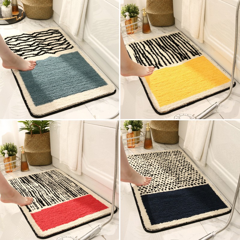 Thảm lau chân, thảm chùi chân nhà tắm 60x40cm sợi cotton thấm nước chống trơn trượt siêu bền