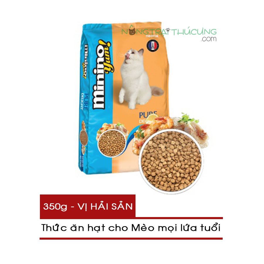 Hạt Minino Yum Cho Mèo Mọi Lứa Tuổi 350g - Vị Hải Sản/ Cá Hồi - [Nông Trại Thú Cưng]
