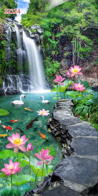 Tranh dán tường 3d khổ dọc tranh đứng trang trí nhà cửa phòng khách phòng ngủ chất liệu decal pp keo sẵn bóc dán PA