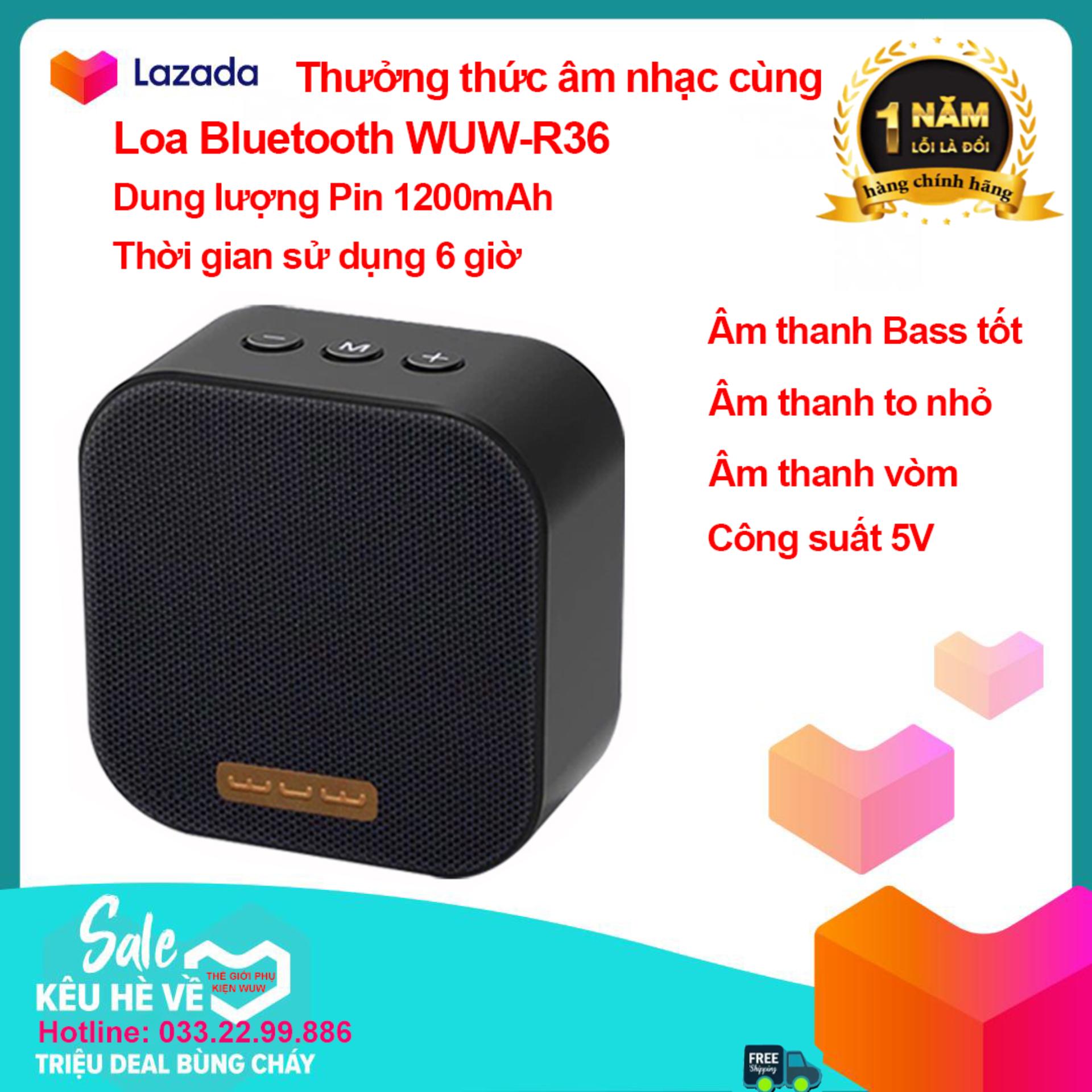 Loa Bluetooth WUW-R36 phiên bản 4.2, hỗ trợ thẻ nhớ thời gian chơi 6 giờ, dải tần đáp ứng 20-200000HZ. Nhiều loại màu sắc thỏa thích cho bạn lựa chọn.