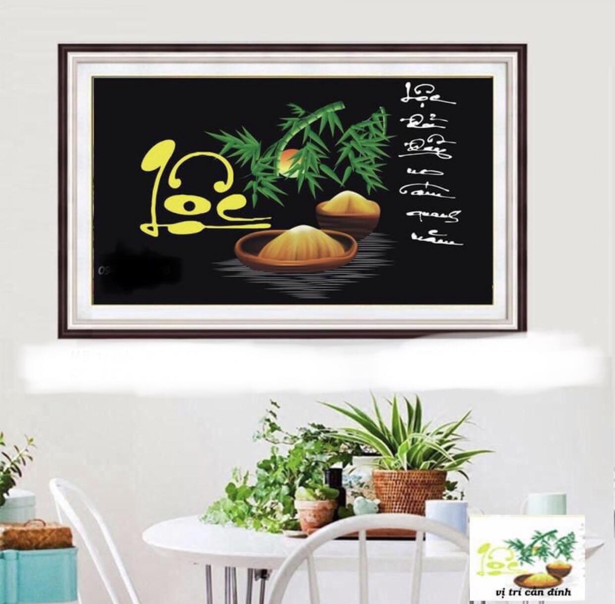Tranh đính đá Chữ Lộc - kích thước: 72x51cm  (Tranh chưa đính đá)