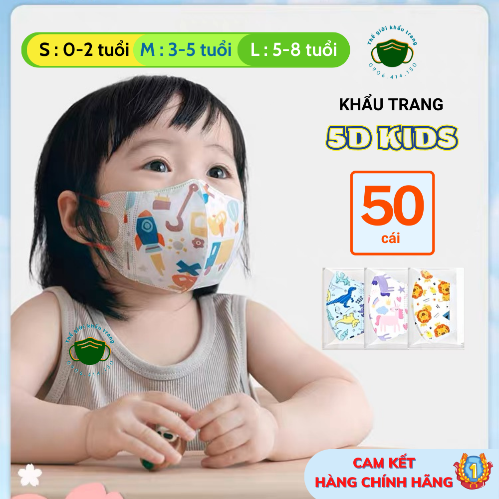Sỉ 1 thùng khẩu trang 5d gồm 100 cái cho bé từ 0- 3tuổi và 4-10 tuổi