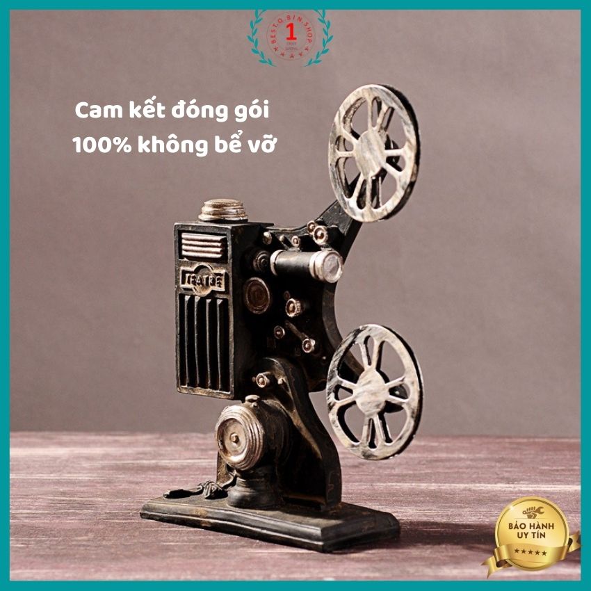 Tượng trang trí decor mô hình máy chiếu phim cổ điển vitage kích thước lớn cao 25cm Dùng làm quà tặng , trang trí nhà cửa , đem lại may mắn giảm stress  Cam kết đóng gói không bể vỡ , Qbinshop maitoshi For home