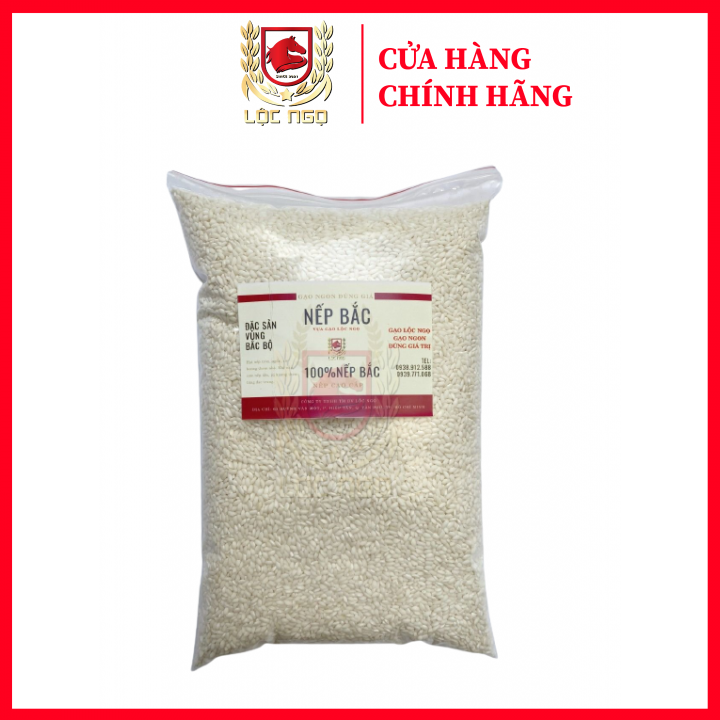 Gạo Nếp Bắc Túi 2Kg - Hạt Tròn Đều, Cơm Dẻo Mềm