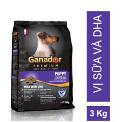 Hạt chó con Ganador Puppy Thức ăn cho chó con vị sữa và DHA 3kg Petemo Pet