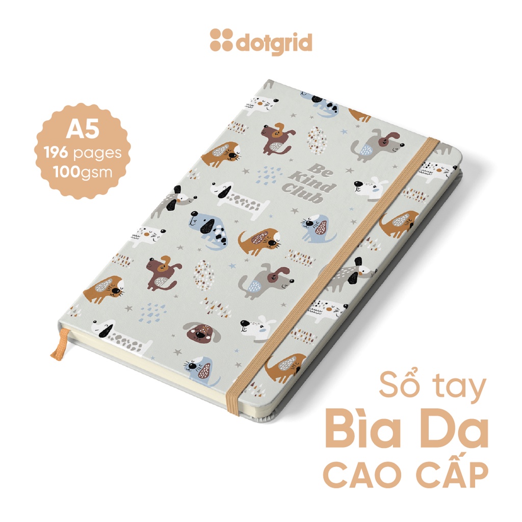 Sổ tay Adorable Animals A5 bìa da cao cấp giấy 100GSM 4 loại ruột