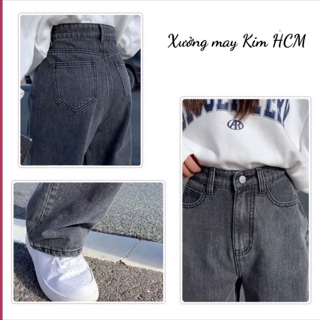 [ freeShip] Quần Jean Ống Suông Rách Gấu, Quần Ống Rộng Nữ Hack Dáng Siêu Đẹp, Chất jeans Mềm - Xưởng May Kim